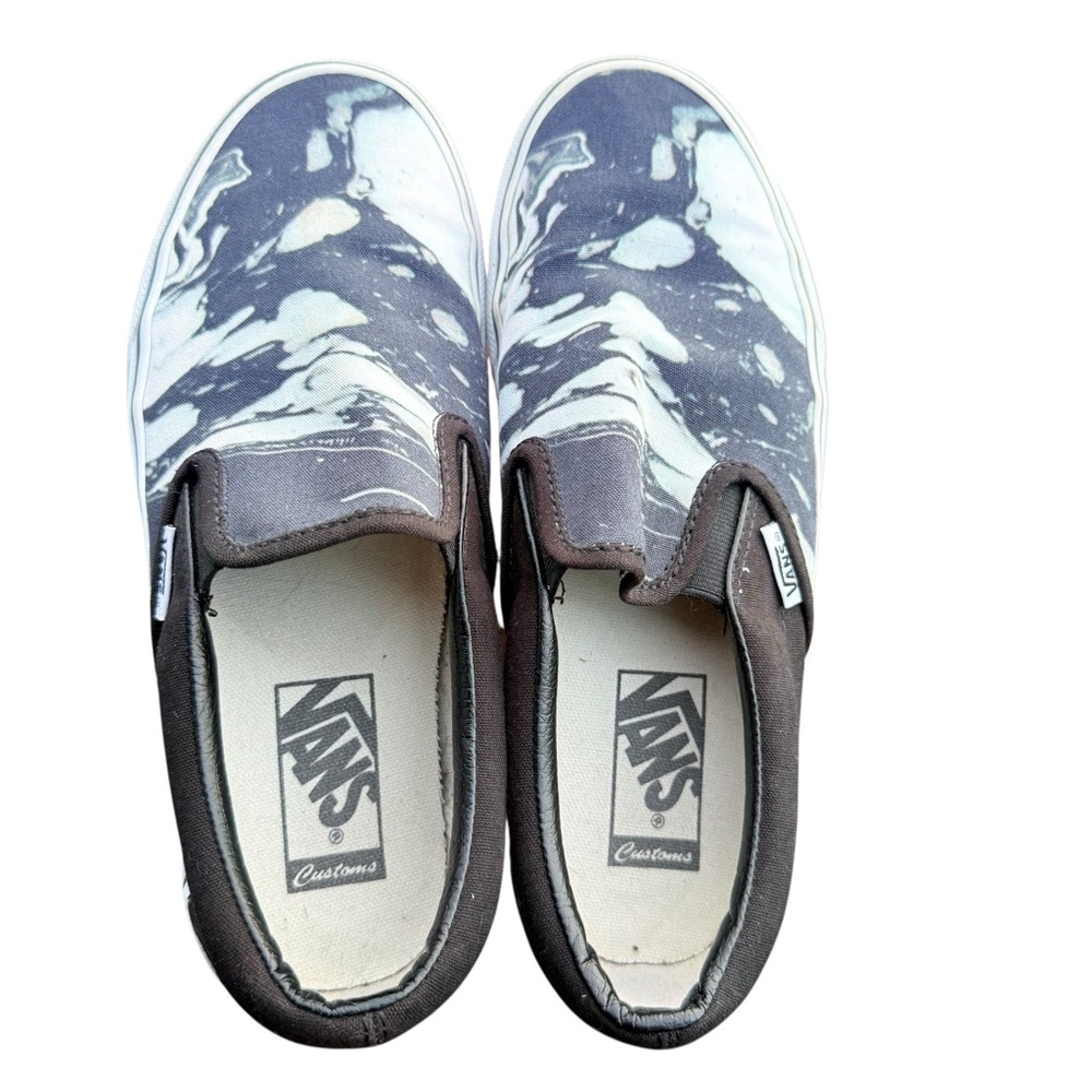 Vans Black & White Marble Slip‑On Shoes – Men’s US 6.5/ Women’s 8